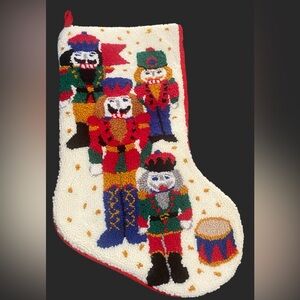 Vintage Latch Hook Christmas Stocking Nutcrackers 18” NOS STROUDS